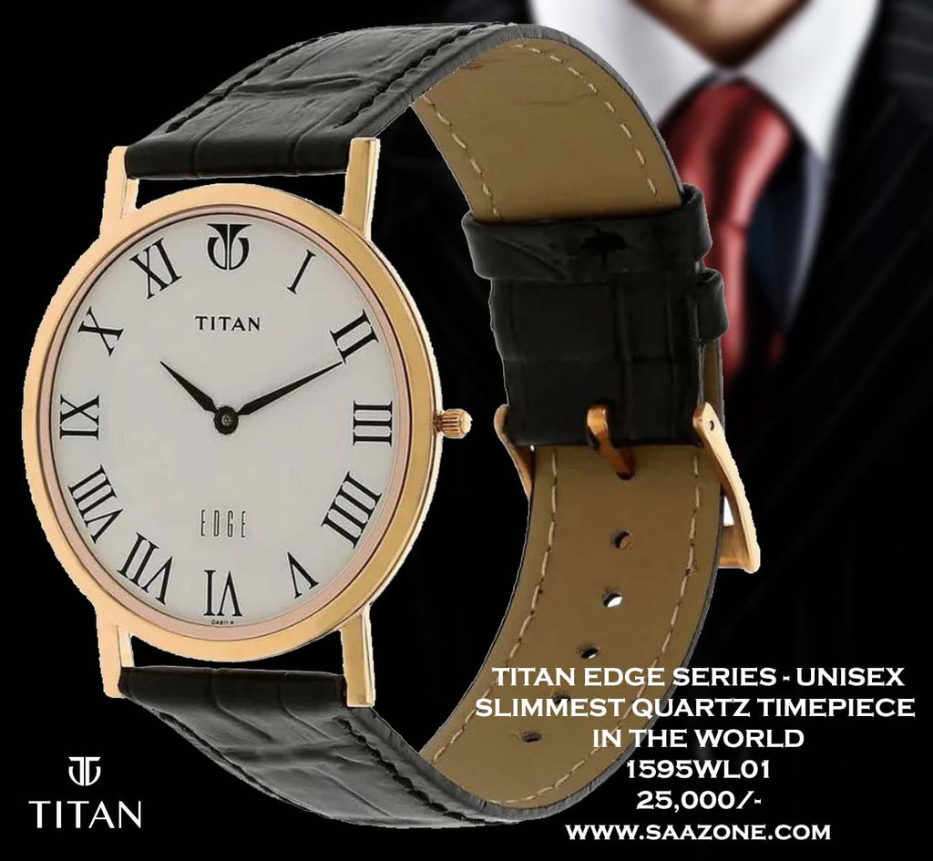 Titan Edge Series Unisex 1595WL01- Slimmest Quartz Timepiece in the World