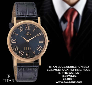 Titan Edge Series Unisex 1595WL02- Slimmest Quartz Timepiece in the World