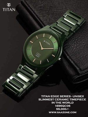 Titan Edge Ceramic Series Unisex 1696QC06- Slimmest Ceramic Quartz Timepiece in the World