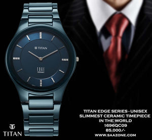 Titan Edge Ceramic Series Unisex 1696QC09  - Slimmest Ceramic Quartz Timepiece in the World