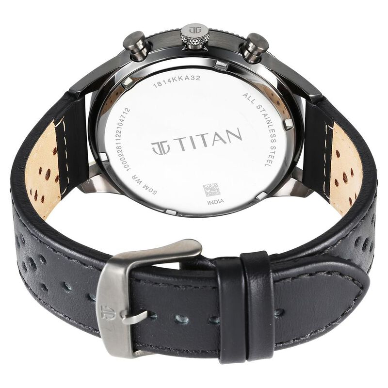 Titan Bolt Quartz Leather for Men Mulifunction Grey Dial 1814KL01