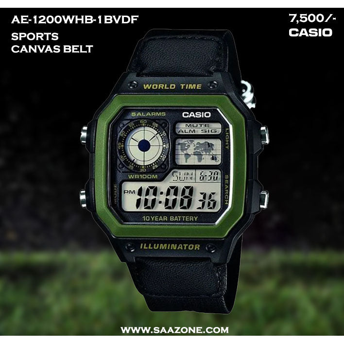 Casio Digital Timepiece AE-1200WHB-1BV - CANVAS STRAP