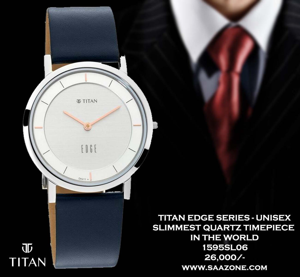 Titan Edge Series Unisex 1595SL06  - Slimmest Quartz Timepiece in the World