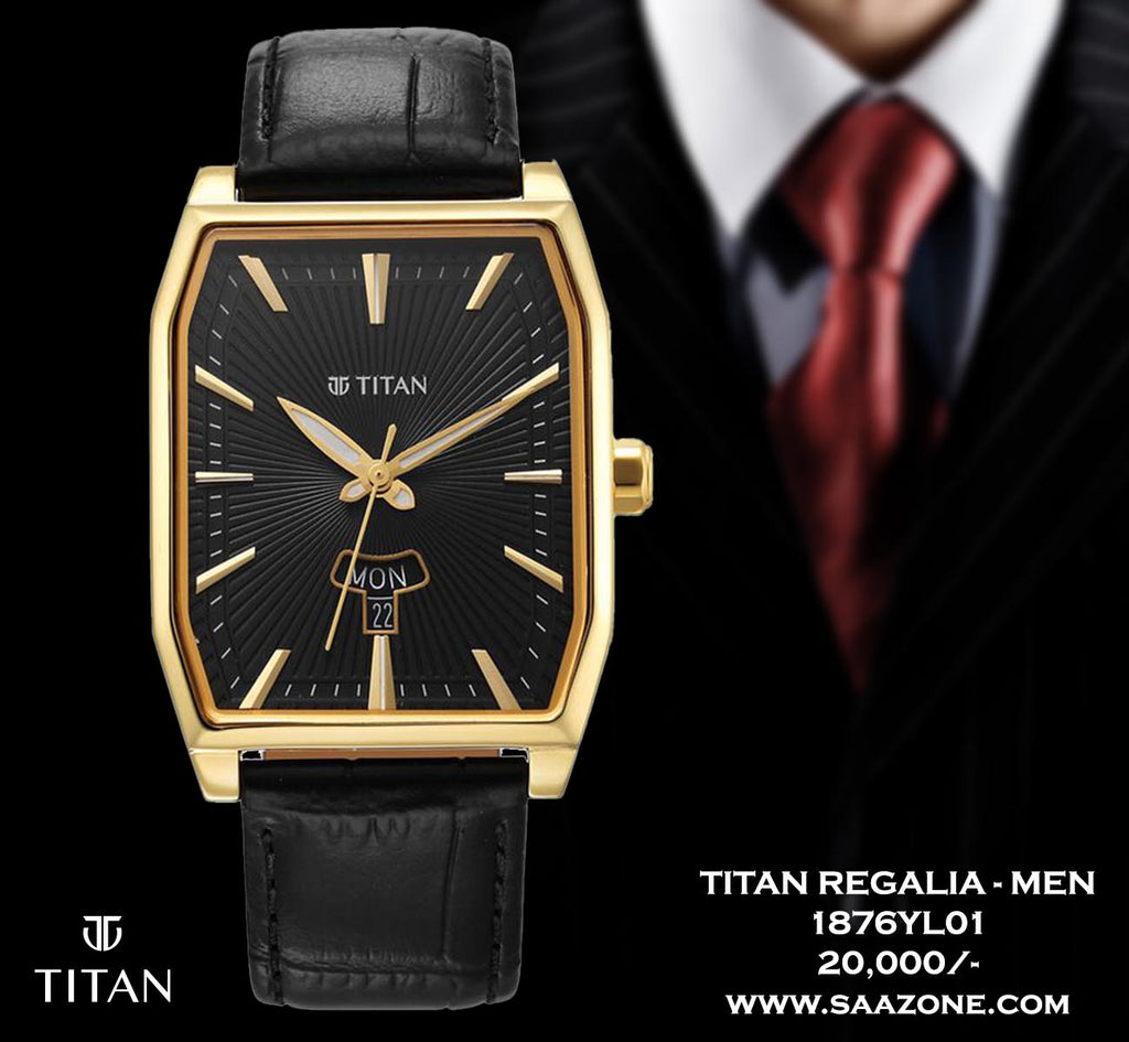 Titan Regalia Opulent Leather Belt Black Dial for Men 1876YL01