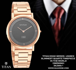 Titan Edge Series Unisex 1595WM01  - Slimmest Quartz Timepiece in the World