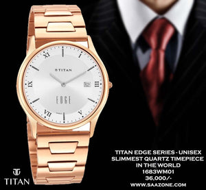 Titan Edge Series Unisex 1683WM01  - Slimmest Quartz Timepiece in the World