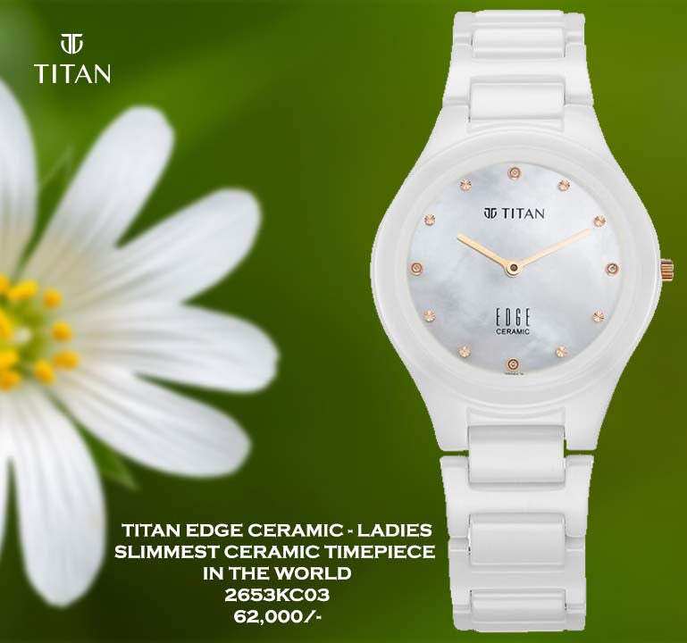 Titan Edge Ceramic Diamond Series for Ladies - 2653KC03 - Slimmest Ceramic Timepiece in the World