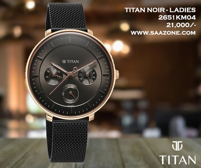 Titan Noir Anthracite Dial Mesh Band Mulifunction for Ladies 2651KM04
