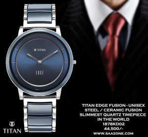 Titan Edge Fusion Series Unisex 1878KD02 - Slimmest Quartz Timepiece in the World